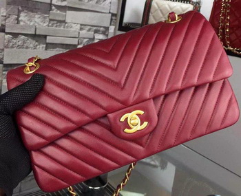 Chanel 2.55 Series Flap Bag Burgundy Lambskin Chevron Leather A5023 Gold Chanel 2.55 Series Flap Bag Burgundy Lambskin Chevron Leather A5023 Gold