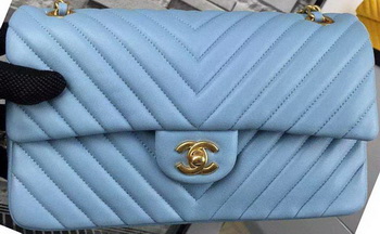 Chanel 2.55 Series Flap Bag SkyBlue Lambskin Chevron Leather A5023 Gold Chanel 2.55 Series Flap Bag SkyBlue Lambskin Chevron Leather A5023 Gold