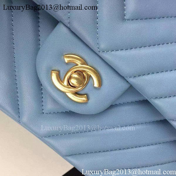 Chanel 2.55 Series Flap Bag SkyBlue Lambskin Chevron Leather A5023 Gold Chanel 2.55 Series Flap Bag SkyBlue Lambskin Chevron Leather A5023 Gold