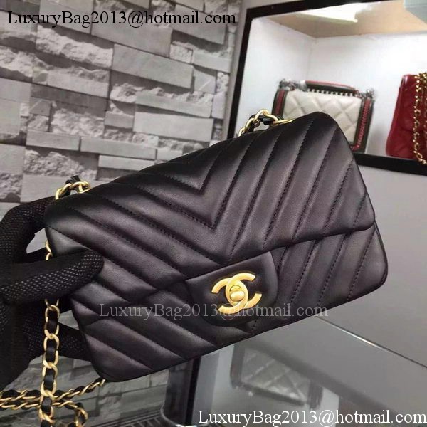 Chanel mini Classic Flap Bag Black Original Sheepskin Chevron Leather CHA5500 Gold Chanel mini Classic Flap Bag Black Original Sheepskin Chevron Leather CHA5500 Gold