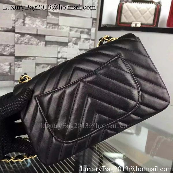 Chanel mini Classic Flap Bag Black Original Sheepskin Chevron Leather CHA5500 Gold Chanel mini Classic Flap Bag Black Original Sheepskin Chevron Leather CHA5500 Gold