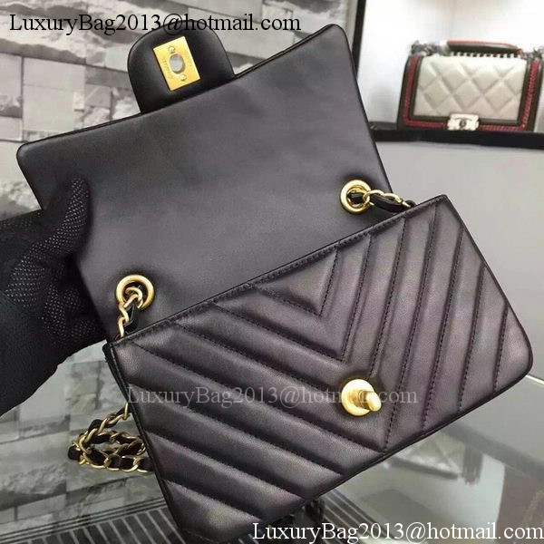 Chanel mini Classic Flap Bag Black Original Sheepskin Chevron Leather CHA5500 Gold Chanel mini Classic Flap Bag Black Original Sheepskin Chevron Leather CHA5500 Gold