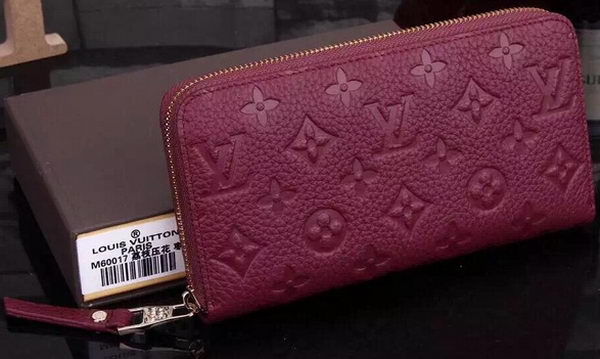 Louis Vuitton Monogram Empreinte Zippy Wallets M60017 Burgundy Louis Vuitton Monogram Empreinte Zippy Wallets M60017 Burgundy