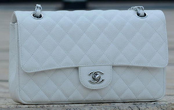 Chanel 2.55 Series Flap Bag White Cannage Pattern A1112 Silver Chanel 2.55 Series Flap Bag White Cannage Pattern A1112 Silver