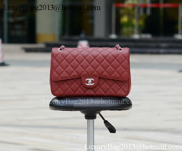 Chanel Jumbo Classic Burgundy Cannage Pattern Flap Bag A58600 Silver Chanel Jumbo Classic Burgundy Cannage Pattern Flap Bag A58600 Silver
