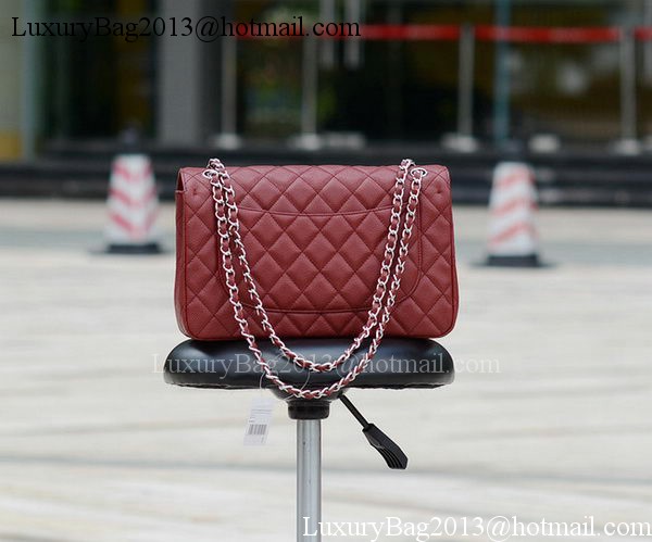 Chanel Jumbo Classic Burgundy Cannage Pattern Flap Bag A58600 Silver Chanel Jumbo Classic Burgundy Cannage Pattern Flap Bag A58600 Silver