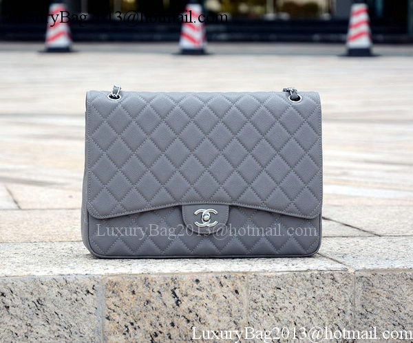 Chanel Maxi Quilted Classic Flap Bag Grey Cannage Pattern A58601 Silver Chanel Maxi Quilted Classic Flap Bag Grey Cannage Pattern A58601 Silver