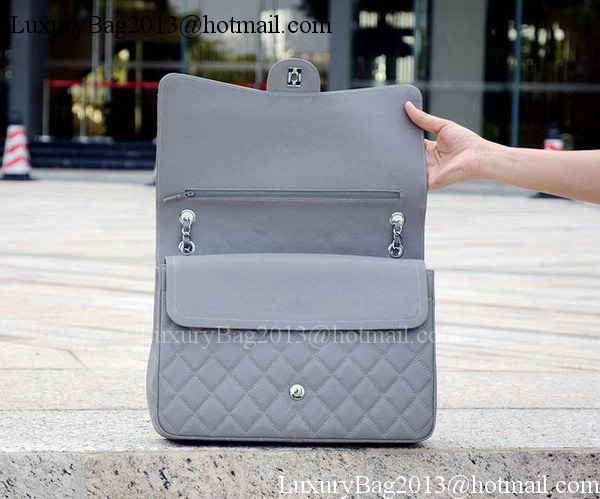 Chanel Maxi Quilted Classic Flap Bag Grey Cannage Pattern A58601 Silver Chanel Maxi Quilted Classic Flap Bag Grey Cannage Pattern A58601 Silver
