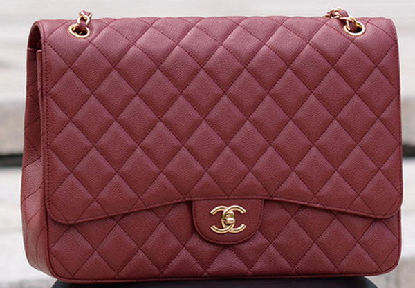 Chanel Maxi Quilted Classic Flap Bag Maroon Cannage Pattern A58601 Gold Chanel Maxi Quilted Classic Flap Bag Maroon Cannage Pattern A58601 Gold