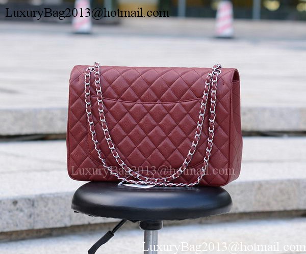 Chanel Maxi Quilted Classic Flap Bag Maroon Cannage Pattern A58601 Silver Chanel Maxi Quilted Classic Flap Bag Maroon Cannage Pattern A58601 Silver
