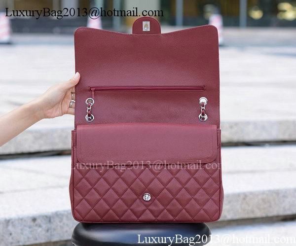 Chanel Maxi Quilted Classic Flap Bag Maroon Cannage Pattern A58601 Silver Chanel Maxi Quilted Classic Flap Bag Maroon Cannage Pattern A58601 Silver