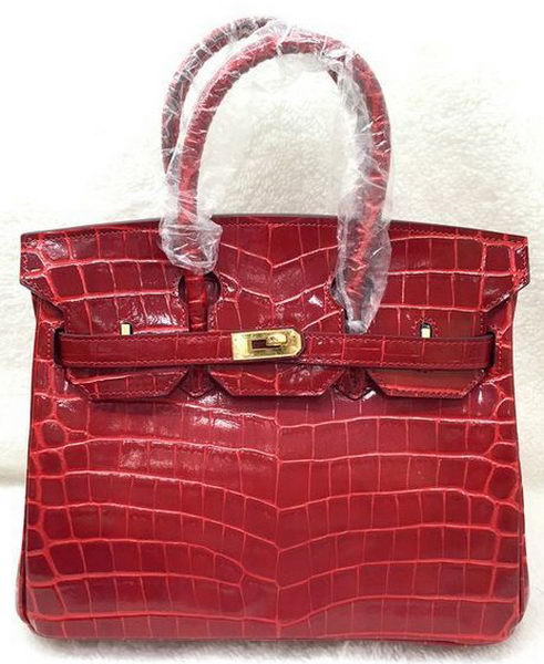 Hermes Birkin 25CM Tote Bag Croco Leather H25TCO Red Hermes Birkin 25CM Tote Bag Croco Leather H25TCO Red