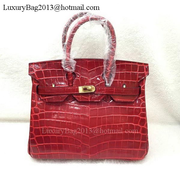 Hermes Birkin 25CM Tote Bag Croco Leather H25TCO Red Hermes Birkin 25CM Tote Bag Croco Leather H25TCO Red