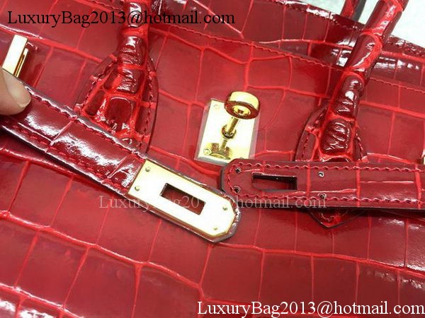 Hermes Birkin 25CM Tote Bag Croco Leather H25TCO Red Hermes Birkin 25CM Tote Bag Croco Leather H25TCO Red
