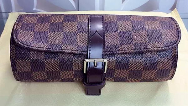 Louis Vuitton Damier Ebene Canvas 3 WATCH CASE N41137 Louis Vuitton Damier Ebene Canvas 3 WATCH CASE N41137