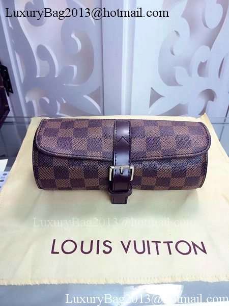 Louis Vuitton Damier Ebene Canvas 3 WATCH CASE N41137 Louis Vuitton Damier Ebene Canvas 3 WATCH CASE N41137