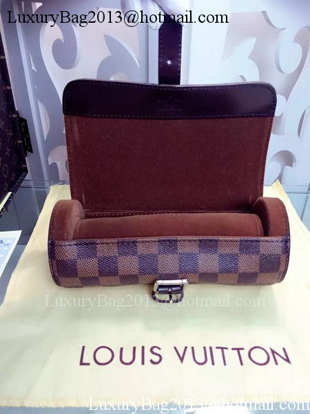 Louis Vuitton Damier Ebene Canvas 3 WATCH CASE N41137 Louis Vuitton Damier Ebene Canvas 3 WATCH CASE N41137