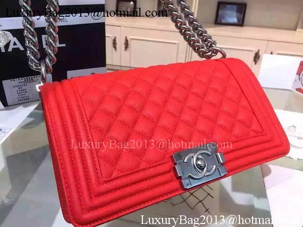 Chanel Boy Flap Shoulder Bags Deer Skin Leather A67086 Red Chanel Boy Flap Shoulder Bags Deer Skin Leather A67086 Red