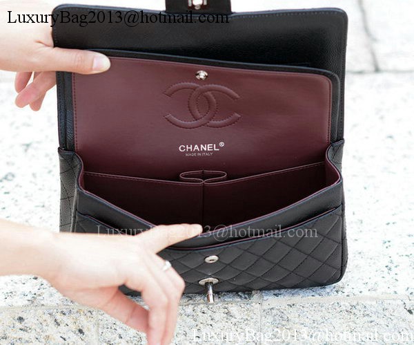 Chanel 2.55 Series Flap Bag Black Cannage Pattern A1112 Silver Chanel 2.55 Series Flap Bag Black Cannage Pattern A1112 Silver