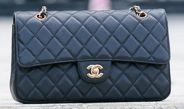Chanel Classic Flap Bag Black Cannage Pattern A1113 Gold Chanel Classic Flap Bag Black Cannage Pattern A1113 Gold