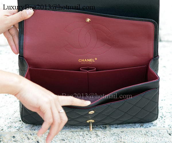 Chanel Classic Flap Bag Black Cannage Pattern A1113 Gold Chanel Classic Flap Bag Black Cannage Pattern A1113 Gold