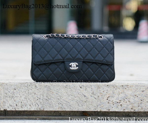 Chanel Classic Flap Bag Black Cannage Pattern A1113 Silver Chanel Classic Flap Bag Black Cannage Pattern A1113 Silver