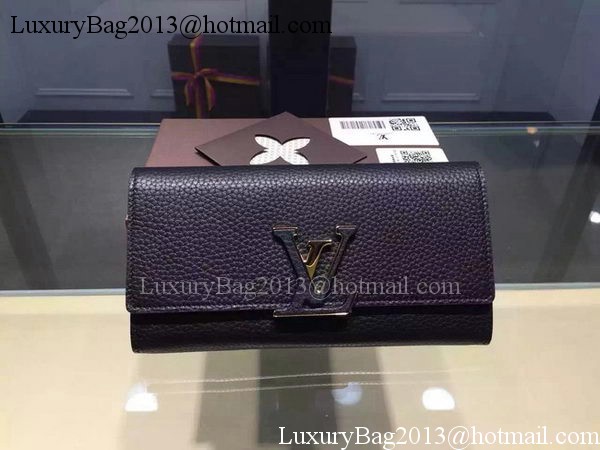 Louis Vuitton Litchi Leather LOUISE WALLET M60766 Black Louis Vuitton Litchi Leather LOUISE WALLET M60766 Black