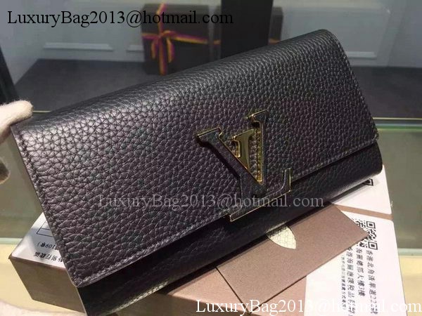 Louis Vuitton Litchi Leather LOUISE WALLET M60766 Black Louis Vuitton Litchi Leather LOUISE WALLET M60766 Black