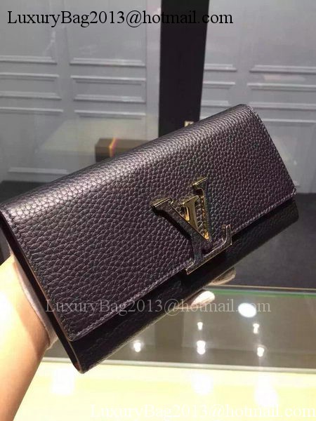 Louis Vuitton Litchi Leather LOUISE WALLET M60766 Black Louis Vuitton Litchi Leather LOUISE WALLET M60766 Black
