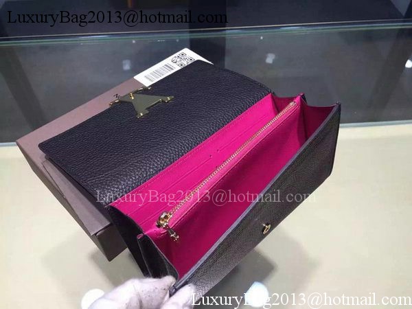 Louis Vuitton Litchi Leather LOUISE WALLET M60766 Black Louis Vuitton Litchi Leather LOUISE WALLET M60766 Black