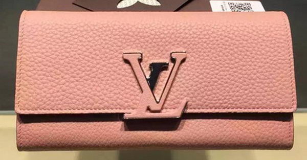 Louis Vuitton Litchi Leather LOUISE WALLET M60766 Pink Louis Vuitton Litchi Leather LOUISE WALLET M60766 Pink