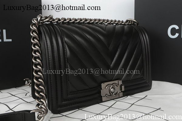 Boy Chanel Flap Bag Original Chevron Sheepskin A67025 Black Boy Chanel Flap Bag Original Chevron Sheepskin A67025 Black