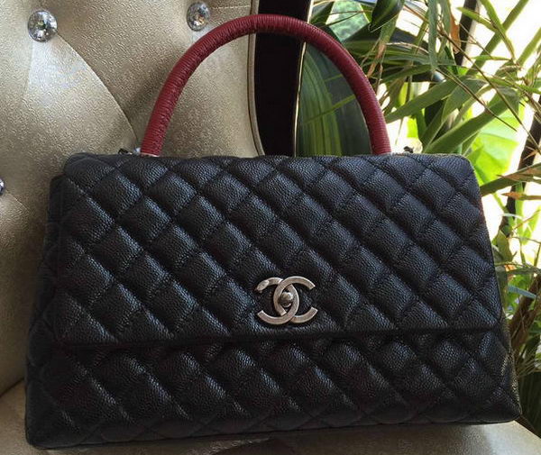 Chanel Classic Top Handle Bag Original Cannage Pattern A95168 Black&Red Chanel Classic Top Handle Bag Original Cannage Pattern A95168 Black&Red