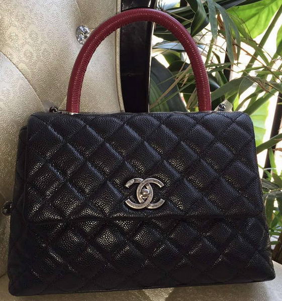 Chanel Classic Top Handle Bag Original Cannage Pattern A95169 Black&Red Chanel Classic Top Handle Bag Original Cannage Pattern A95169 Black&Red