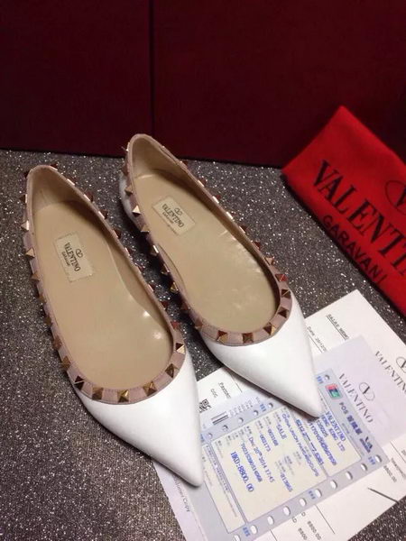 Valentino Leather Flat VT666 White Valentino Leather Flat VT666 White