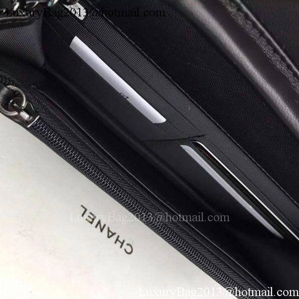 Boy Chanel WOC Flap Bag Original Chevron Sheepskin A53731 Black