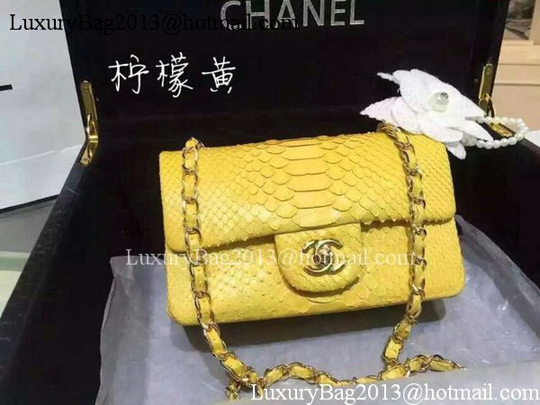 Chanel mini Classic Flap Bag Original Snake Leather A1116 Yellow Chanel mini Classic Flap Bag Original Snake Leather A1116 Yellow