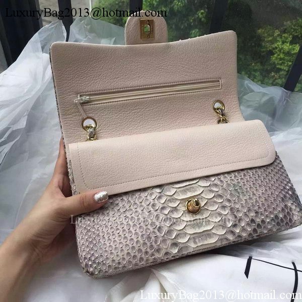 Chanel 2.55 Series Flap Bags OffWhite Pink Original Python Leather A1112SA Gold Chanel 2.55 Series Flap Bags OffWhite Pink Original Python Leather A1112SA Gold