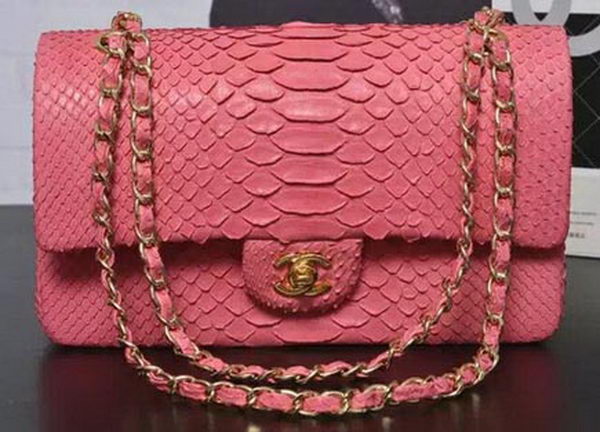Chanel 2.55 Series Flap Bags Pink Original Python Leather A1112SA Gold Chanel 2.55 Series Flap Bags Pink Original Python Leather A1112SA Gold