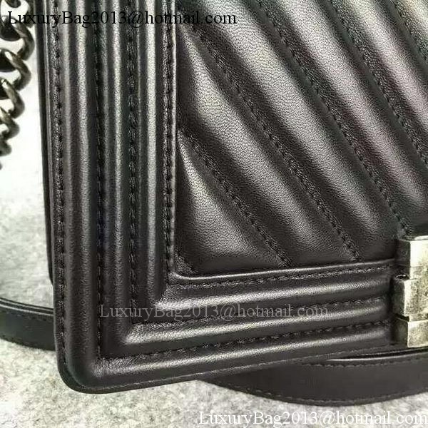 Boy Chanel Flap Bag Original Chevron Sheepskin Leather A5708 Black Boy Chanel Flap Bag Original Chevron Sheepskin Leather A5708 Black