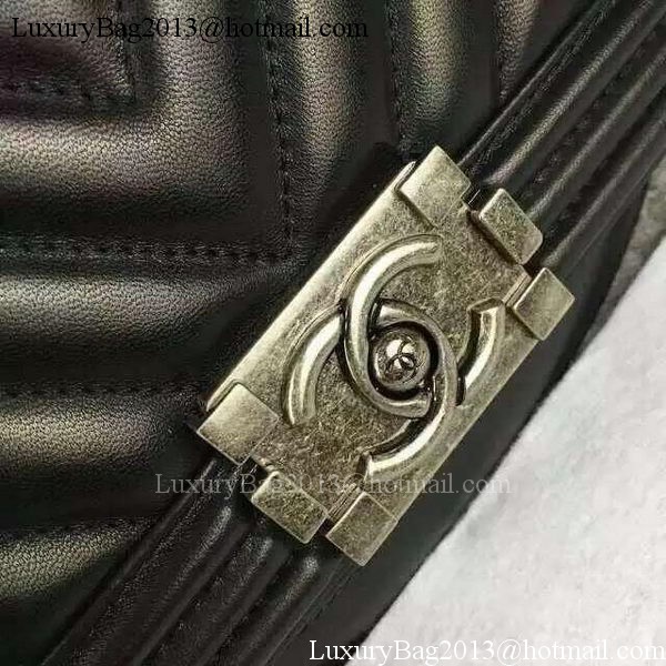 Boy Chanel Flap Bag Original Chevron Sheepskin Leather A5708 Black Boy Chanel Flap Bag Original Chevron Sheepskin Leather A5708 Black