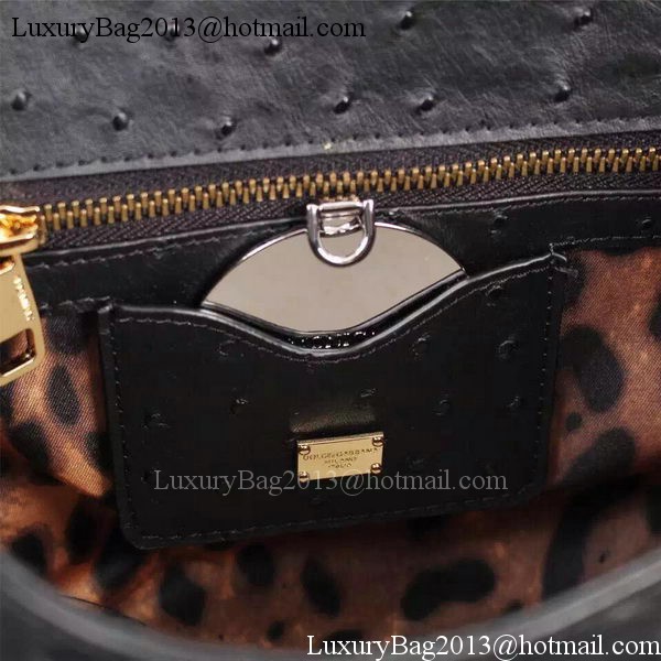 Dolce & Gabbana SICILY Bag Ostrich Leather BB4137TA Black Dolce & Gabbana SICILY Bag Ostrich Leather BB4137TA Black