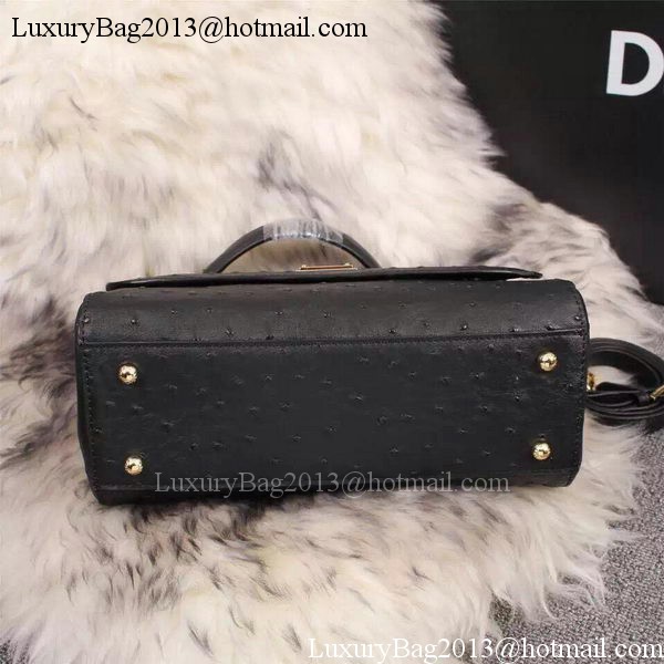 Dolce & Gabbana SICILY Bag Ostrich Leather BB4137TA Black Dolce & Gabbana SICILY Bag Ostrich Leather BB4137TA Black
