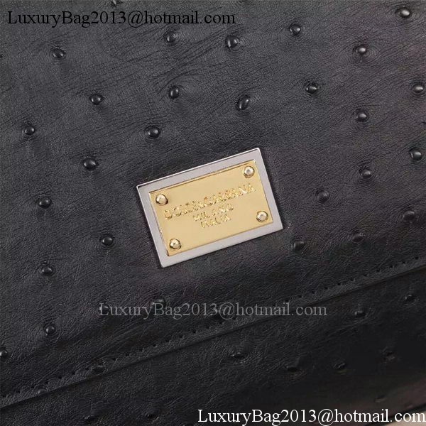 Dolce & Gabbana SICILY Bag Ostrich Leather BB4137TA Black Dolce & Gabbana SICILY Bag Ostrich Leather BB4137TA Black