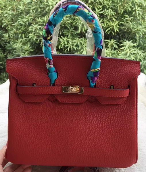 Hermes Birkin 25CM Tote Bag Litchi Leather H25T Red Hermes Birkin 25CM Tote Bag Litchi Leather H25T Red