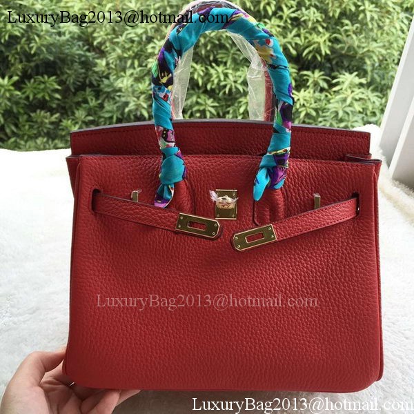 Hermes Birkin 25CM Tote Bag Litchi Leather H25T Red Hermes Birkin 25CM Tote Bag Litchi Leather H25T Red