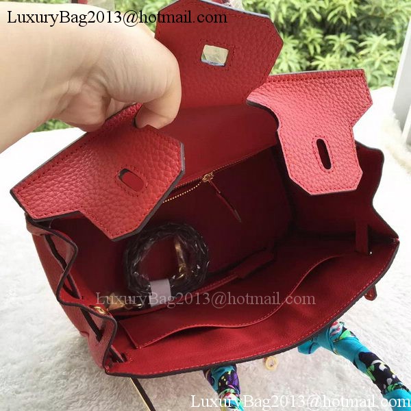 Hermes Birkin 25CM Tote Bag Litchi Leather H25T Red Hermes Birkin 25CM Tote Bag Litchi Leather H25T Red