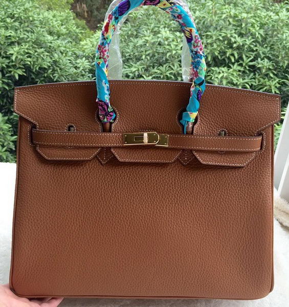 Hermes Birkin 35CM Tote Bag Brown Litchi Leather BK35 Gold Hermes Birkin 35CM Tote Bag Brown Litchi Leather BK35 Gold