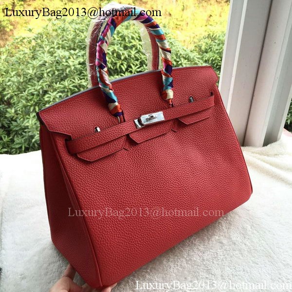 Hermes Birkin 35CM Tote Bag Red Litchi Leather BK35 Silver Hermes Birkin 35CM Tote Bag Red Litchi Leather BK35 Silver