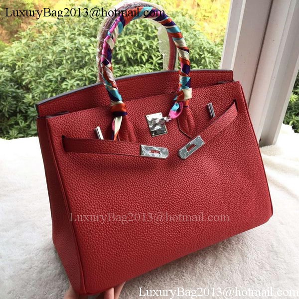 Hermes Birkin 35CM Tote Bag Red Litchi Leather BK35 Silver Hermes Birkin 35CM Tote Bag Red Litchi Leather BK35 Silver
